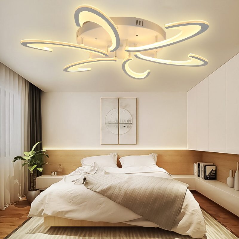 6 Fej Modern Led Akril Mennyezeti Lámpa Függőlámpa Csillárok Hálószoba + Távirányító