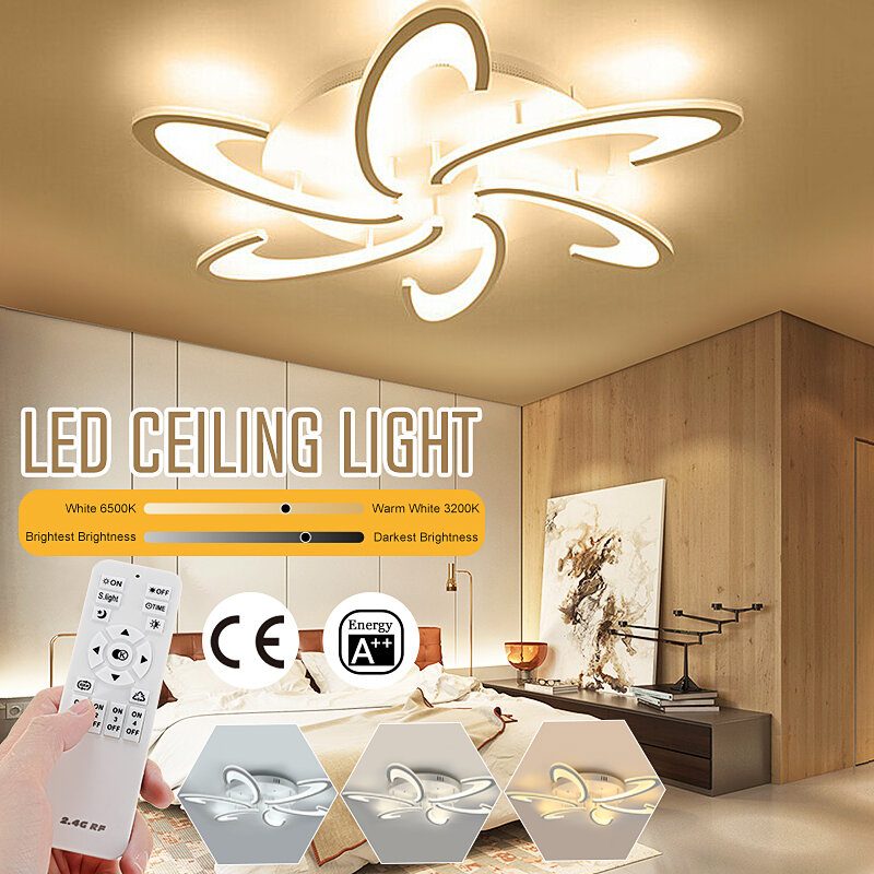6 Fej Modern Led Akril Mennyezeti Lámpa Függőlámpa Csillárok Hálószoba + Távirányító
