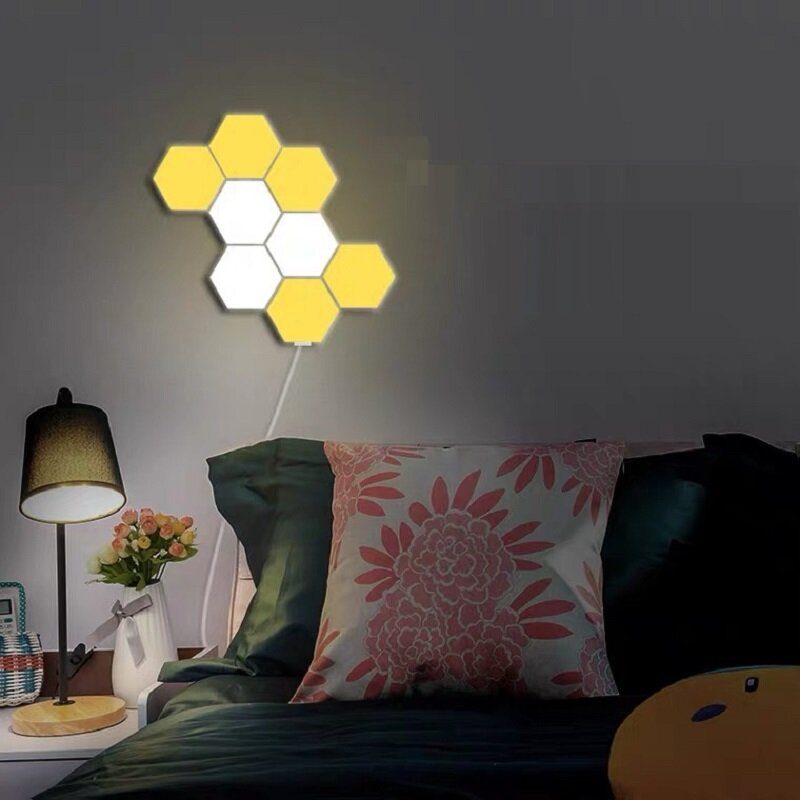 6db/10db Rgb Színes Méhsejt Könnyű Érintésfény Hatszögletű Fali Lámpa Quantum Light Hálószoba Nappali Éjjeli