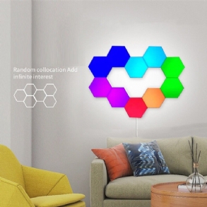 6db/10db Rgb Színes Méhsejt Könnyű Érintésfény Hatszögletű Fali Lámpa Quantum Light Hálószoba Nappali Éjjeli