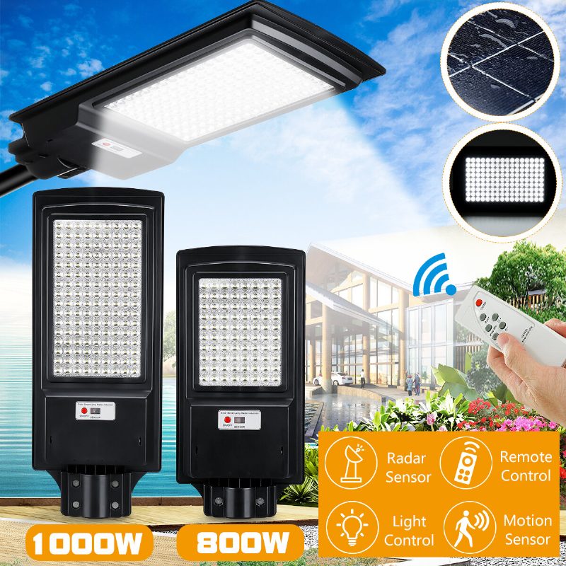 800/1000 W Led Napelemes Utcai Lámpa Pir Mozgásérzékelő Kültéri Udvari Fali + Távirányító
