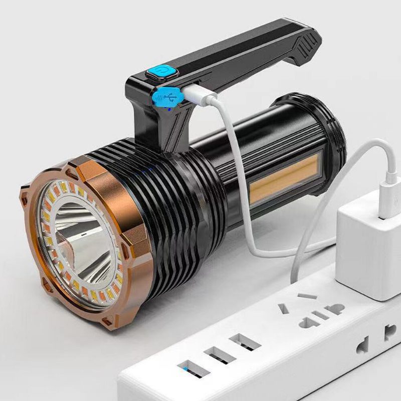 800 Lm Led+cob Kézi Zseblámpa C Típusú Usb Újratölthető Háromszoros Fényforrású Led Keresőlámpa Vízálló Reflektor Erős Spotlámpa