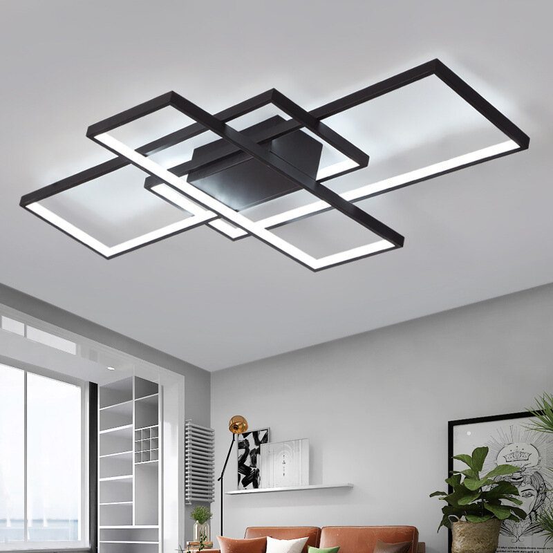 Ac110-120v Modern Minimalista Skandináv Stílusú Téglalap Alakú Led Mennyezeti Lámpa Hálószoba Nappali Étkező Fehér/fekete Ház Meleg Fény/fehér Fény/fokozatmentes Fényerő