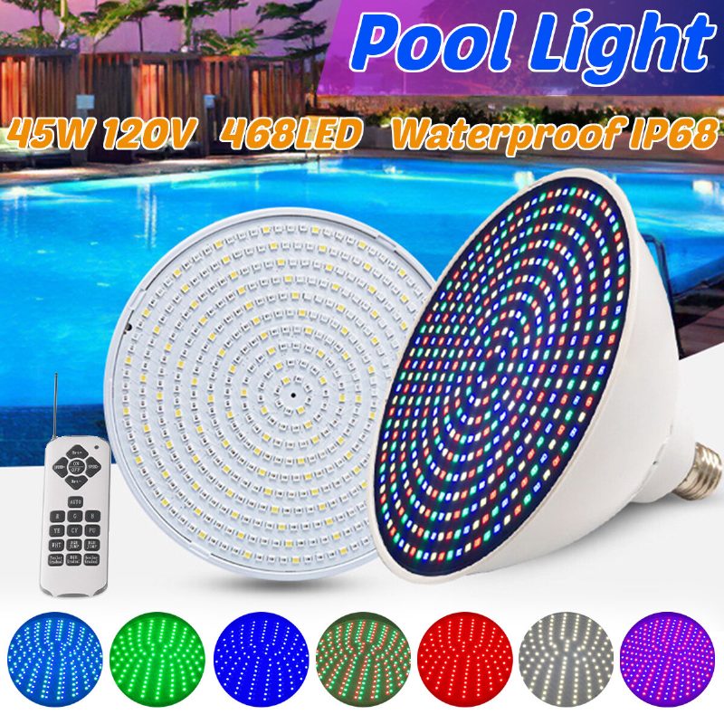Ac120v E27 45w Rgbw Led Víz Alatti Izzólámpa Távirányító Vízálló Színváltó Úszómedence Világítás