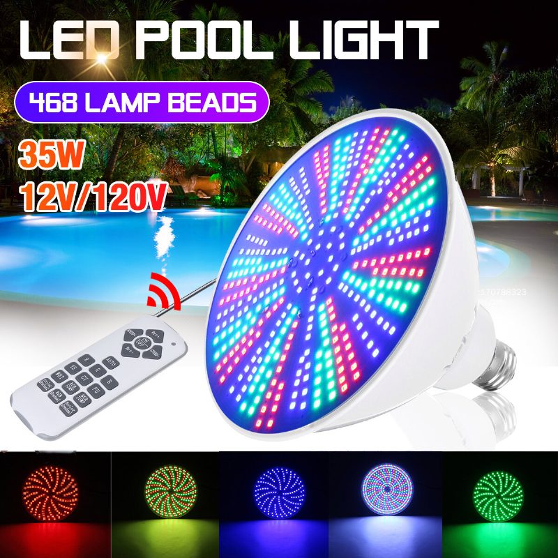 Ac12v/120v E27 35w Led Úszómedence Világítás Ip68 Rgb Víz Alatti Lámpa + Távirányító