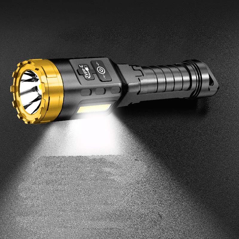 Bikight 885 Led+cob 500 M Hosszú Hatótávolságú Erős Abs Házas Zseblámpa Cob Oldalsó Lámpával C Típusú Usb Újratölthető Hordozható Led Erőteljes Spotlámpa