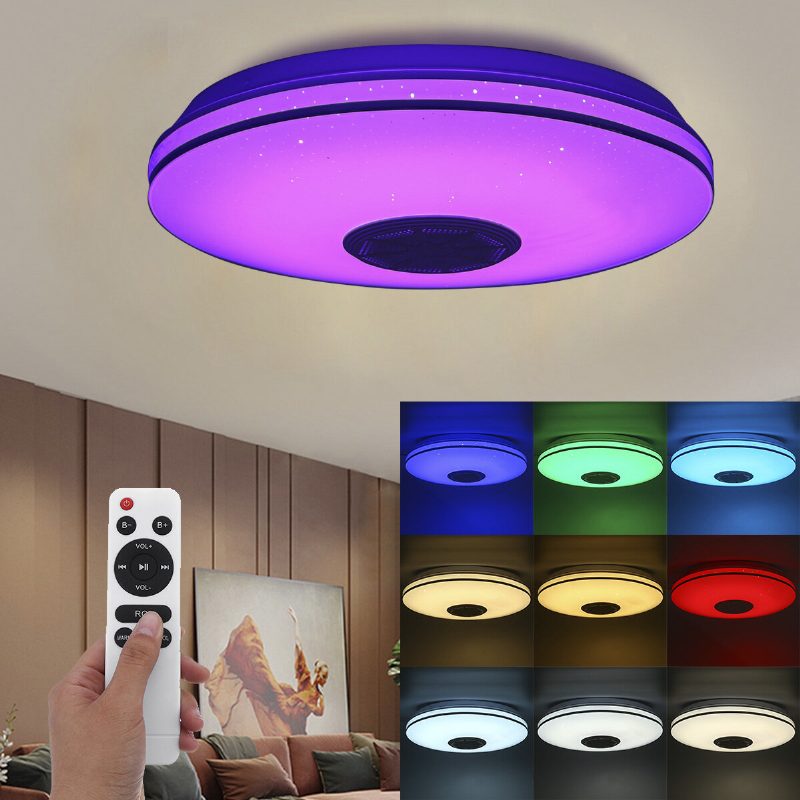 Bluetooth Wifi Led Mennyezeti Lámpa Rgb Zenei Hangszóró Szabályozható App Távirányító