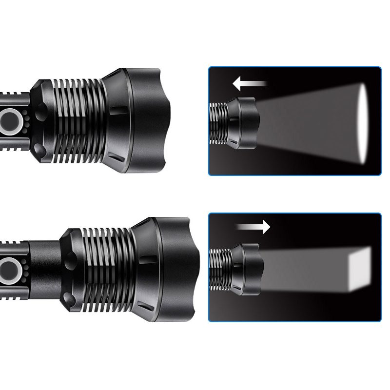 Charminer P70.2 Nagyítható Zseblámpa Készlet 2x 26650 Li-ion Akkumulátor Usb-kábellel Usb Újratölthető És Teljesítményjelző Nagy Fényerejű Hordozható Led