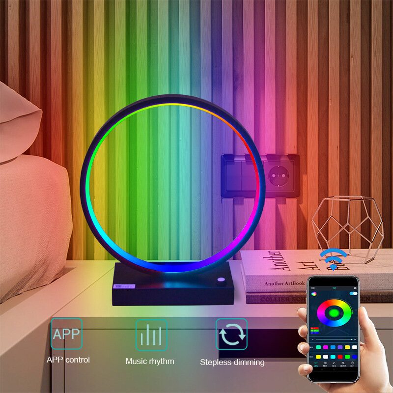 Kreatív Rgb Led-es Asztali Lámpa Okos Ágy Melletti Világítás Intelligens Hálószoba Dolgozószoba Nappali Hangulatvilágítás