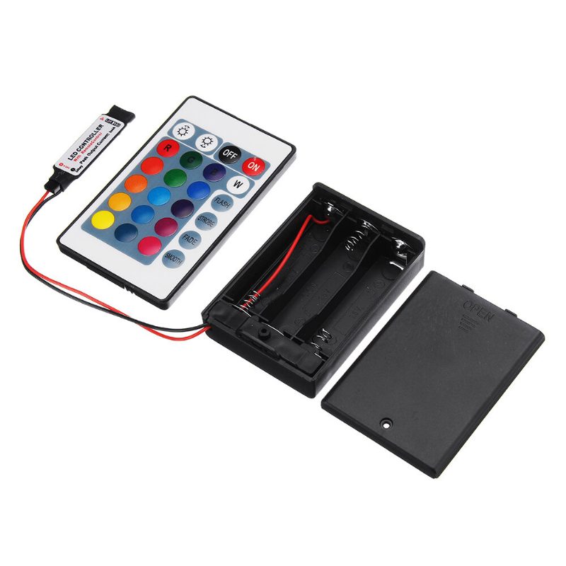 Dc 4.5 V-os Mini Rf Vezérlő Elemtartó Doboz 24 Gombos Távirányítóval Rgb Led Szalaghoz