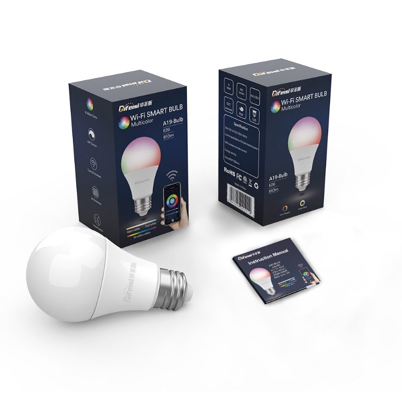 Difeisi Dfs-ac-0001 E26 9w Wifi A19 Rgb+cct Smart Bulb 810lm Ac100-130v Működik Az Alexával És A Google Asszisztenssel