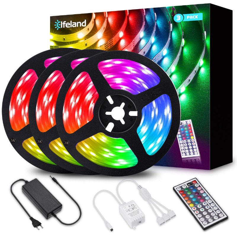 Elfeland 3*4m 5050 Rgb Led Szalaglámpa Nem Vízálló + Vezérlő + Távirányító + 12v 5a Tápegység