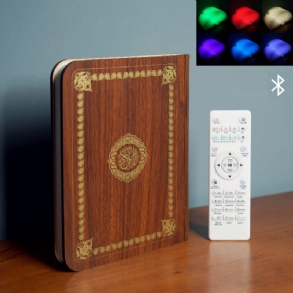 Fából Készült Korán Hangszóró Színes Led Könyvjelző Lámpa Vezeték Nélküli Bluetooth Szavaló Ramadan Gyerekeknek Felnőtt Ajándék