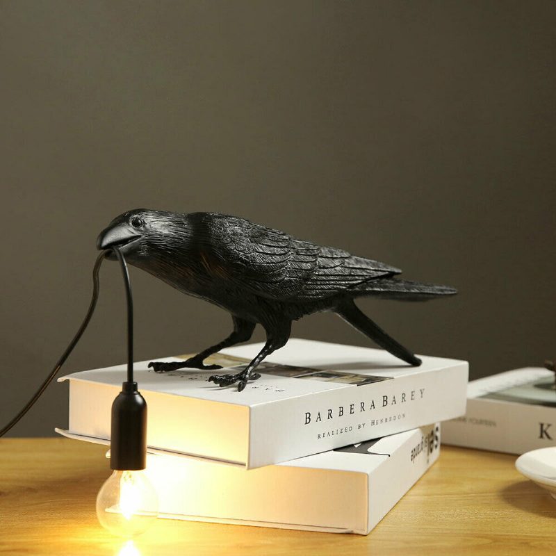 Fekete/fehér Madár Asztali Lámpák Gyanta Crow Lámpa Hálószoba Fali Világítótestek