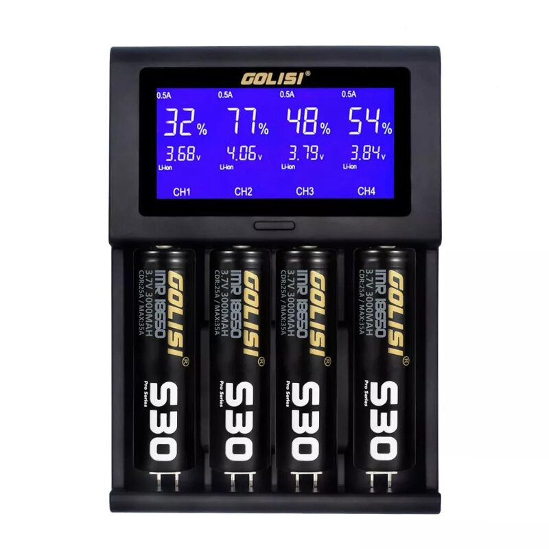Golisi I4 Lcd Képernyős Kijelző Usb Töltés Intelligens 2a Gyors Akkumulátortöltő Li-ion Nimh Akkumulátorok