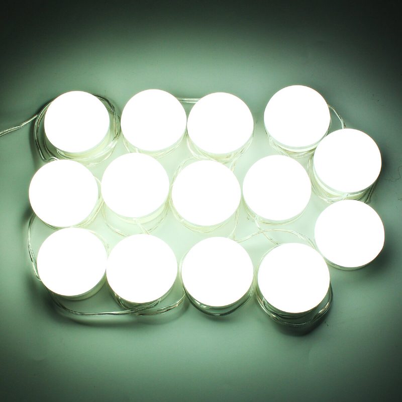 Hollywood Style 14 Izzós Fehér Led Hiúsági Tükörlámpa Készlet + Eu Tápegység Adapter + Fényerőszabályzó