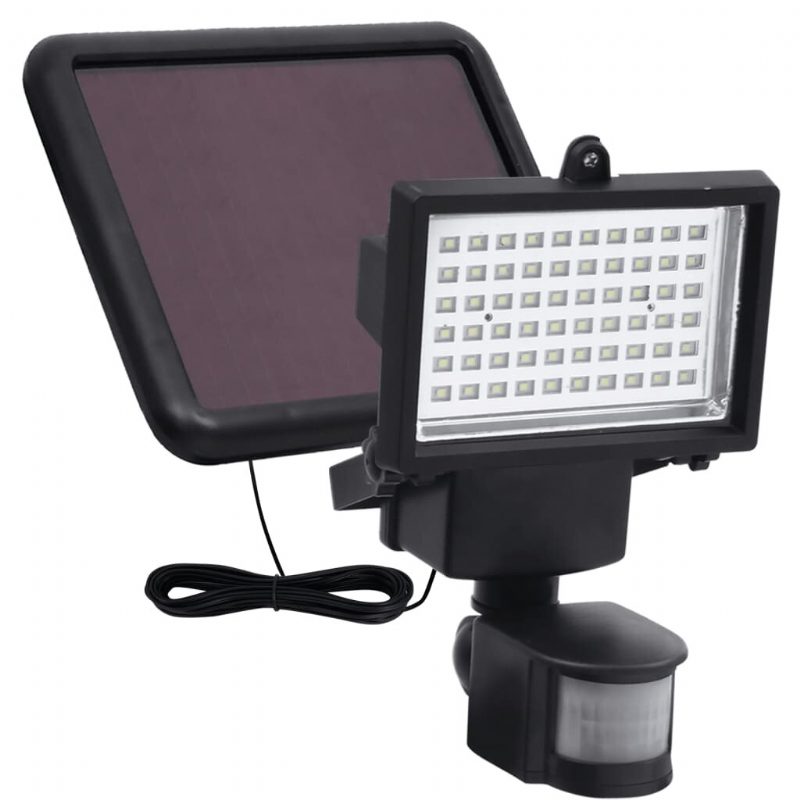 Kerti Napenergiával Működő Led-es Spotlámpa Érzékelővel Fekete Flood Light