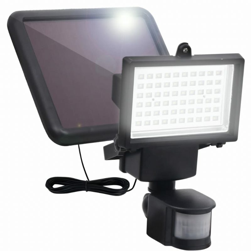 Kerti Napenergiával Működő Led-es Spotlámpa Érzékelővel Fekete Flood Light