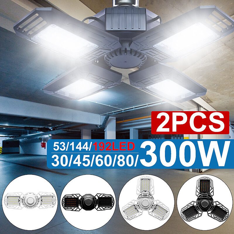 Led Garázslámpa 360 Fokban Deformálható 2835 Led Mennyezeti Lámpa Műhelyhez Összecsukható Négyszárnyú Deformációs