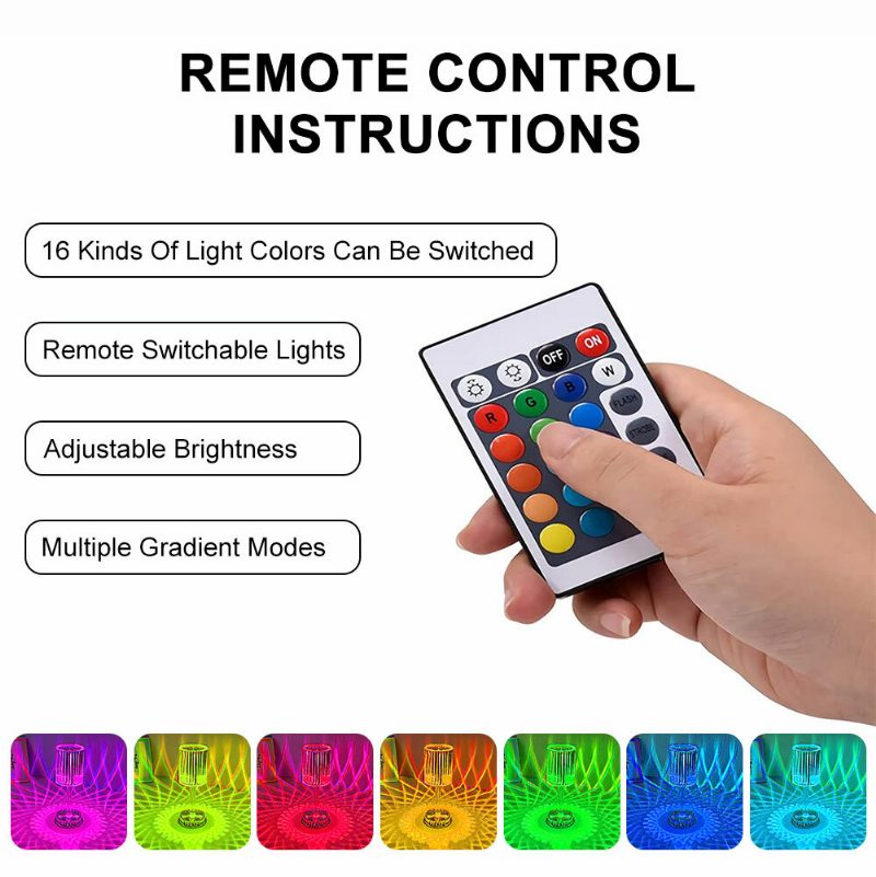Led Kristály Vetítős Asztali Lámpa Éttermek Bár Éjjeli Dekoráció Usb Rgb Távirányító Romantikus Éjszakai Fények