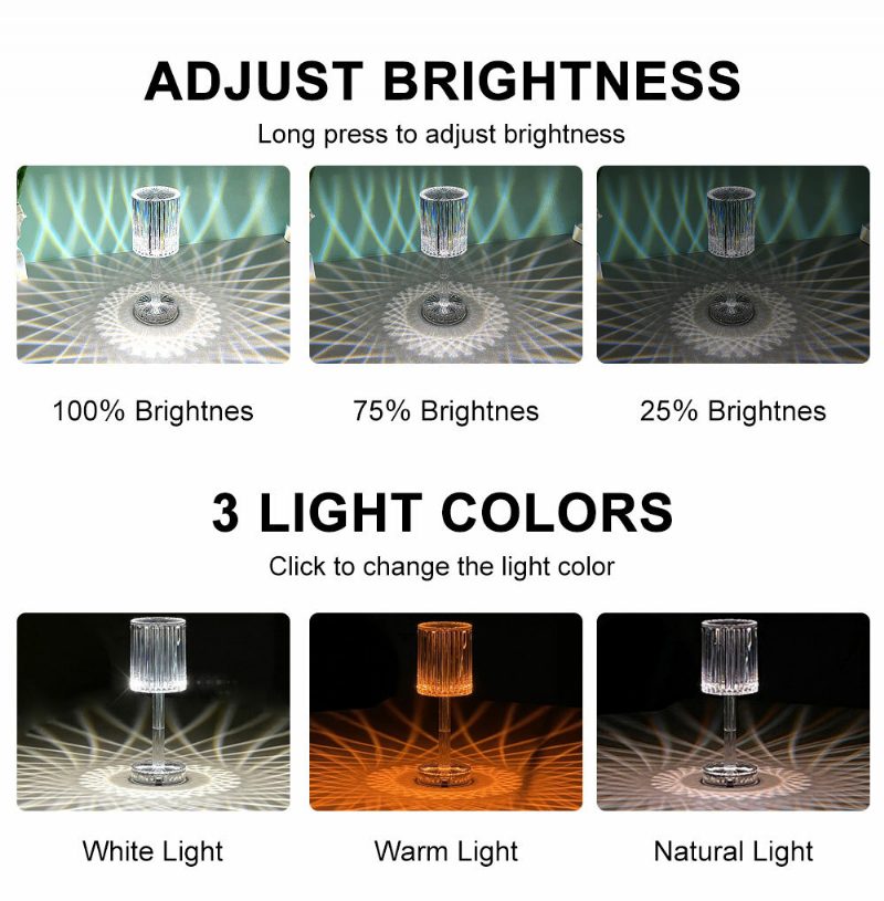 Led Kristály Vetítős Asztali Lámpa Éttermek Bár Éjjeli Dekoráció Usb Rgb Távirányító Romantikus Éjszakai Fények