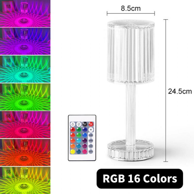 Led Kristály Vetítős Asztali Lámpa Éttermek Bár Éjjeli Dekoráció Usb Rgb Távirányító Romantikus Éjszakai Fények