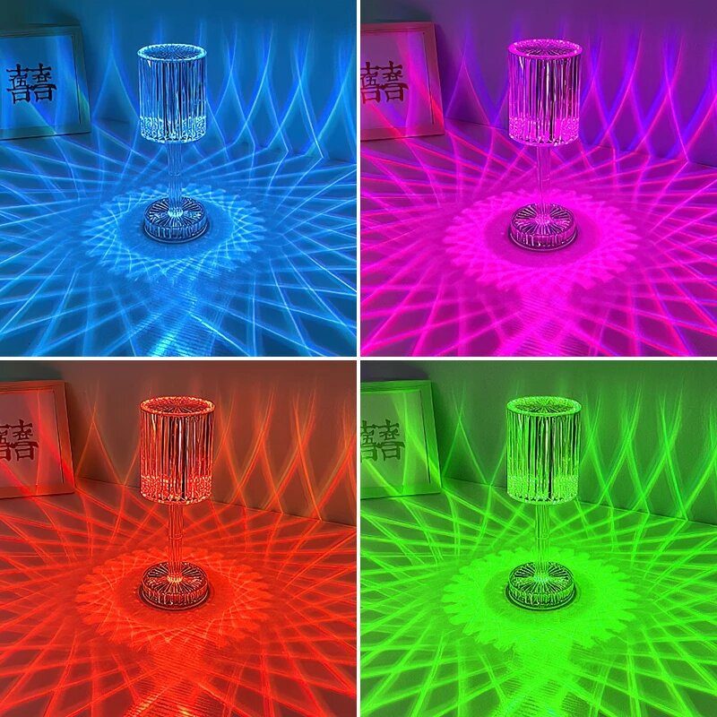 Led Kristály Vetítős Asztali Lámpa Éttermek Bár Éjjeli Dekoráció Usb Rgb Távirányító Romantikus Éjszakai Fények