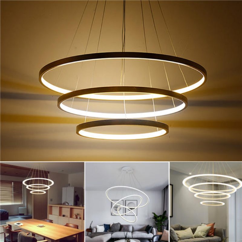 Led Mennyezeti Függeszték Fényerő-szabályozó Gyűrűs Lámpatartó Lámpaernyő Lámpatest Otthoni Nappali Dekoráció Ac220v