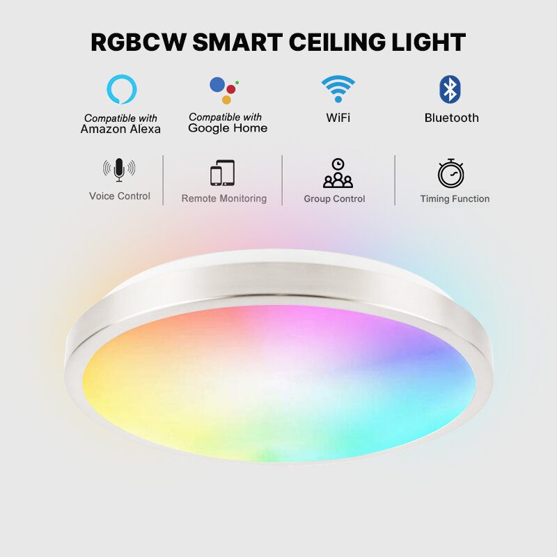 Lllinkin Sr01 15w/20w Rgb Szabályozható Wifi Smart Led Mennyezeti Lámpa App Control Hangvezérlés Működik Az Alexa Google Assistant Tuya Segítségével