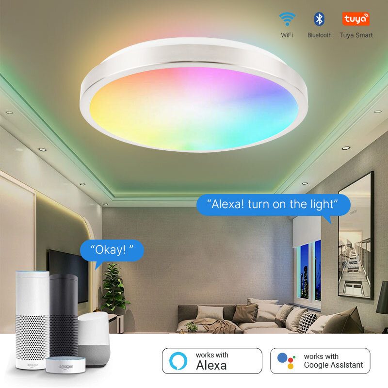 Lllinkin Sr01 15w/20w Rgb Szabályozható Wifi Smart Led Mennyezeti Lámpa App Control Hangvezérlés Működik Az Alexa Google Assistant Tuya Segítségével