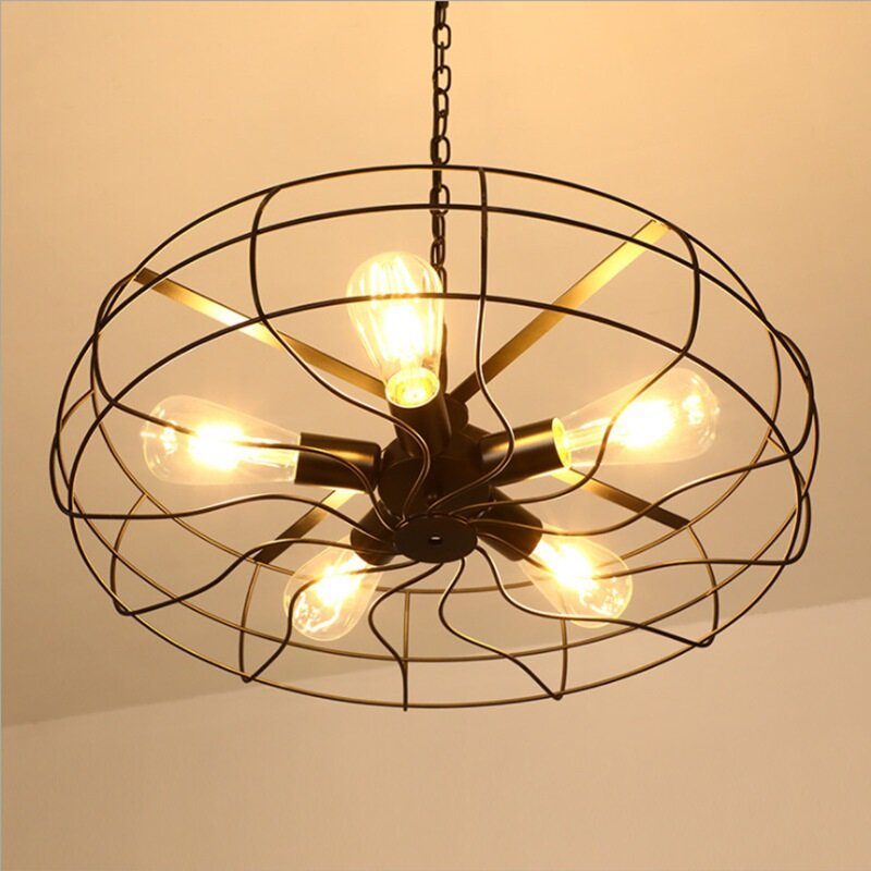 Loft Industrial Wind Vendégétterem Kávézó Csillár Amerikai Retro Kovácsoltvas Ventilátor Mennyezeti Lámpa Bár Asztal Internet