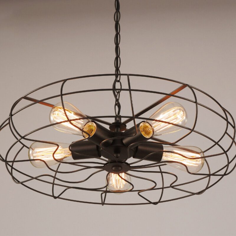 Loft Industrial Wind Vendégétterem Kávézó Csillár Amerikai Retro Kovácsoltvas Ventilátor Mennyezeti Lámpa Bár Asztal Internet