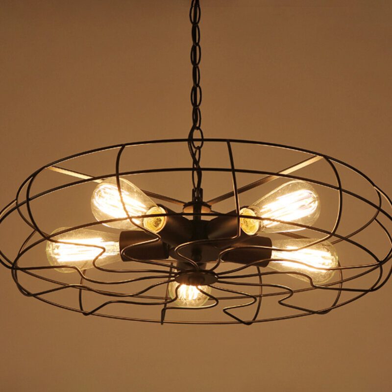 Loft Industrial Wind Vendégétterem Kávézó Csillár Amerikai Retro Kovácsoltvas Ventilátor Mennyezeti Lámpa Bár Asztal Internet
