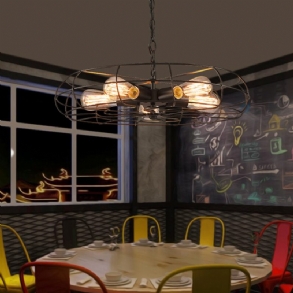 Loft Industrial Wind Vendégétterem Kávézó Csillár Amerikai Retro Kovácsoltvas Ventilátor Mennyezeti Lámpa Bár Asztal Internet