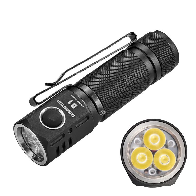 Lumintop D1 Hármas Led 2000lm 180m Tir Objektív Nagy Hatótávolságú Edc Zseblámpa Vízálló 18650 Kompakt Mini