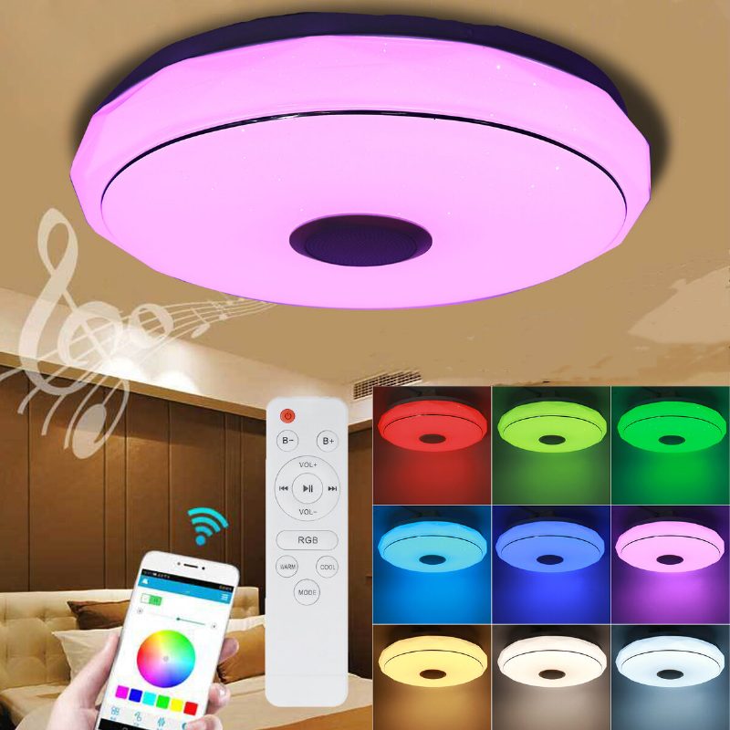 Modern Rgb Led Mennyezeti Lámpa Otthoni Világítás App Bluetooth Music Light Hálószoba Intelligens + Távirányító