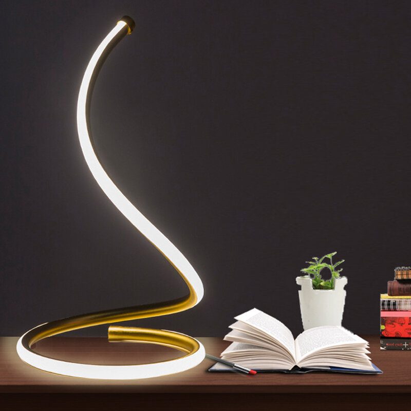 Modern Spirál Led Éjjeliszekrény Lámpa Ívelt Asztali Szabályozható Meleg Fehér
