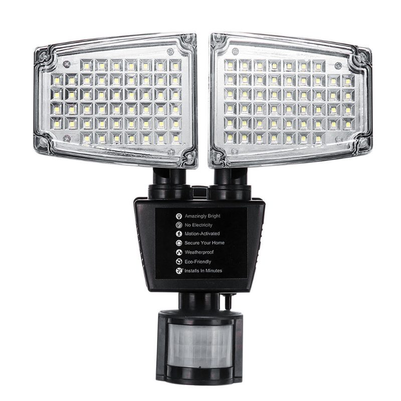 Napenergiával Működő 100 Led 800lm Mozgásérzékelős Fény Állítható Fali Lámpa Vízálló Kültéri Kert
