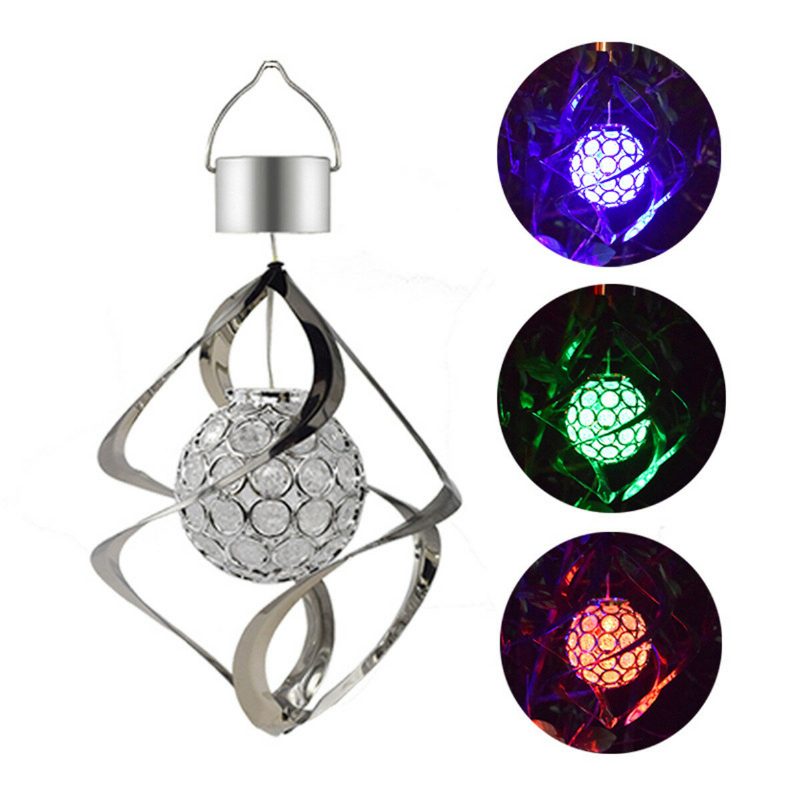 Napenergiával Működő Szélcsengő Fényű 7 Színváltó Led-es Kerti Függő Spinner Lámpa