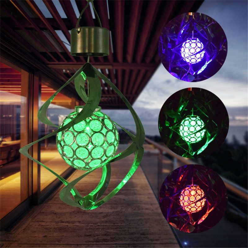 Napenergiával Működő Szélcsengő Fényű 7 Színváltó Led-es Kerti Függő Spinner Lámpa