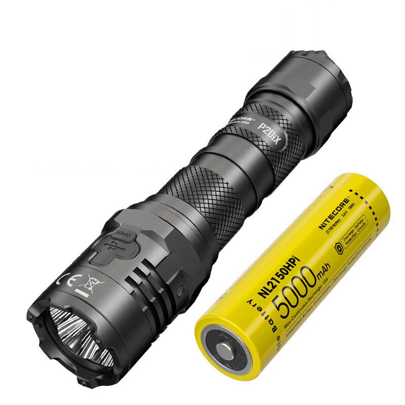 Nitecore P20ix 4000 Lumen Usb-c Újratölthető Zseblámpa 21700 Akkumulátorral Nagy Fényáramú Professzionális Taktikai Zseblámpával Nth20 Molle Tokkal