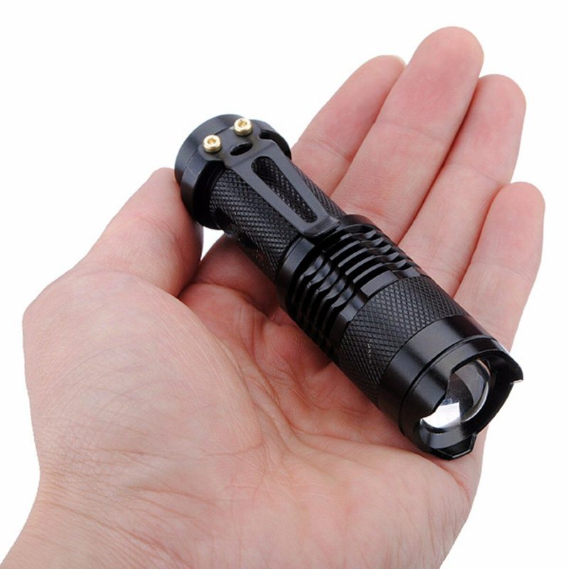 Q5 300lm Mini Nagyítható Led Zseblámpa Fekete (1*aa/1*14500) Elfeland Teleszkópos Xpe 7w 3 Mód+nagyítható Taktikai