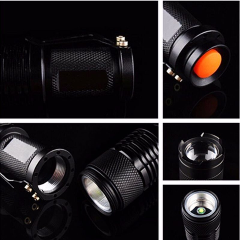 Q5 300lm Mini Nagyítható Led Zseblámpa Fekete (1*aa/1*14500) Elfeland Teleszkópos Xpe 7w 3 Mód+nagyítható Taktikai