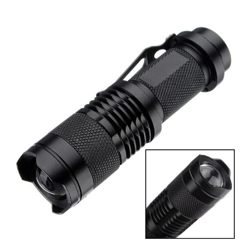 Q5 300lm Mini Nagyítható Led Zseblámpa Fekete (1*aa/1*14500) Elfeland Teleszkópos Xpe 7w 3 Mód+nagyítható Taktikai