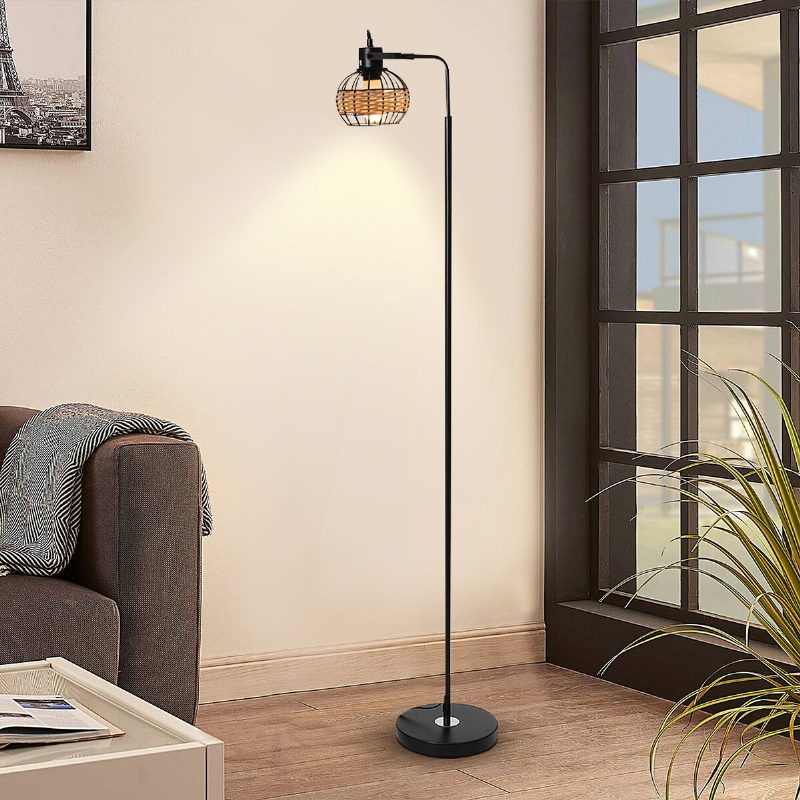 Rattan Hollow Cage Design Állólámpa Modern És Rusztikus Stílusú Nappali Hálószoba