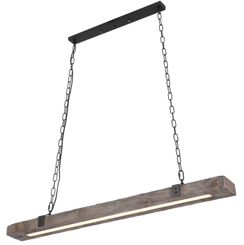 Retro Színű Fa Rusztikus Csillár Led E27 Izzó Függőlámpa 39" Hosszúságú Konyhai Rúd