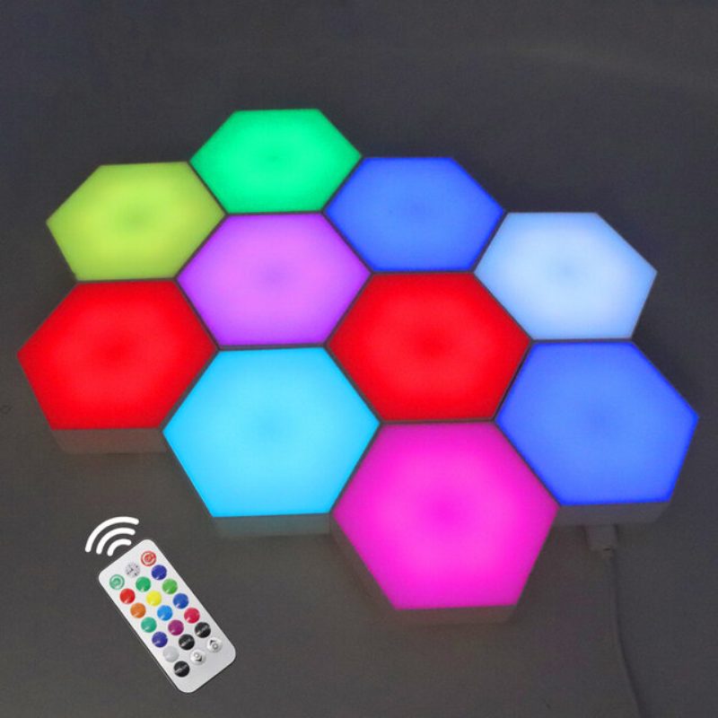 Rgb Led Kvantumlámpa Hatszögű Fényérintkező Érzékelő Rgbw Led Méhsejt Fény Színes Éjszakai Usb Távirányítóval