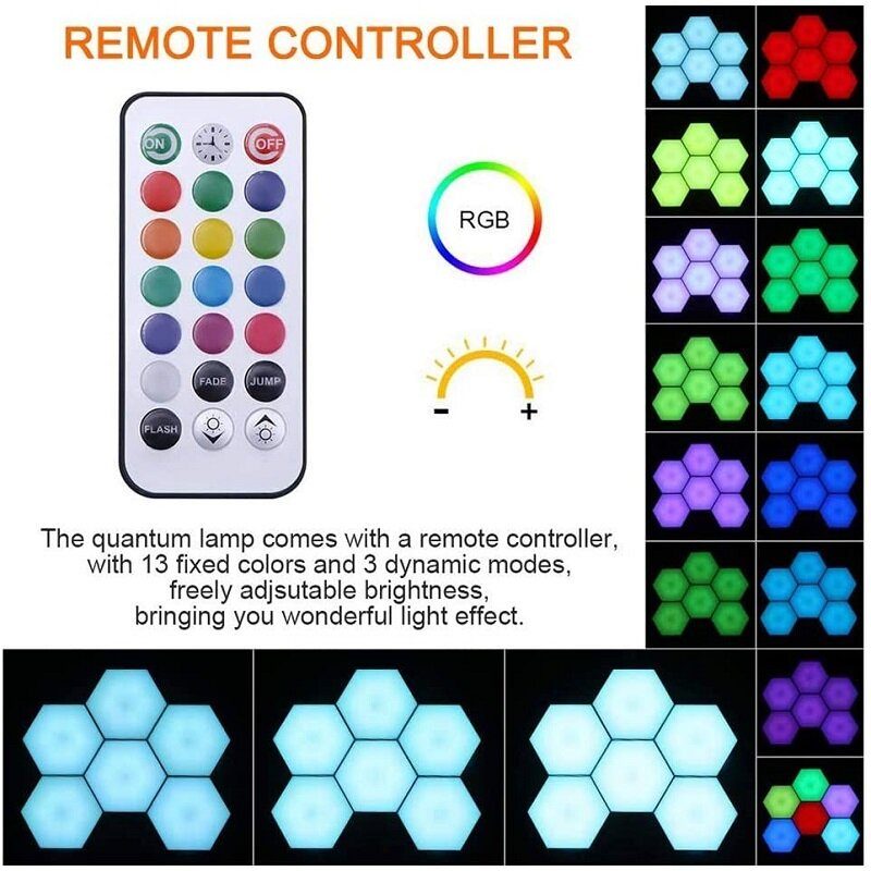 Rgb Led Kvantumlámpa Hatszögű Fényérintkező Érzékelő Rgbw Led Méhsejt Fény Színes Éjszakai Usb Távirányítóval