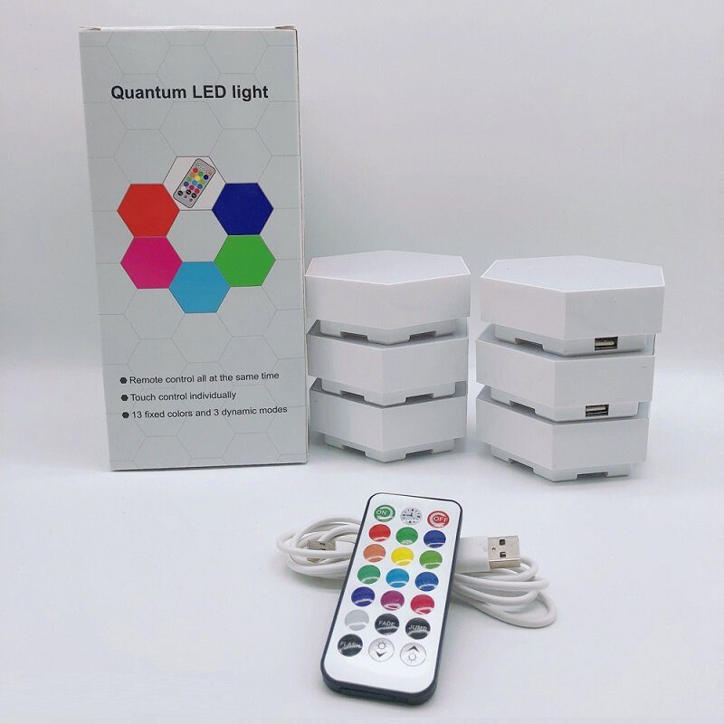 Rgb Led Kvantumlámpa Hatszögű Fényérintkező Érzékelő Rgbw Led Méhsejt Fény Színes Éjszakai Usb Távirányítóval