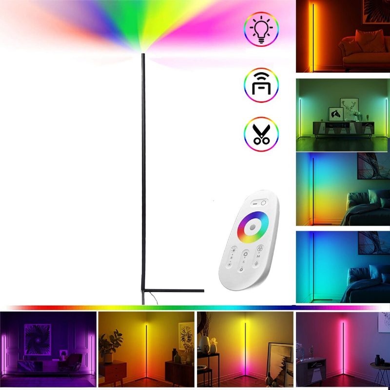 Színes 3000k Fényerősségű Rgb Távirányítós Led Állólámpák Fekete Fehér Állólámpa Modern